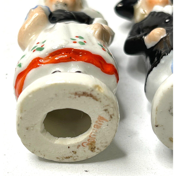 Lot of 2 Folk Style Couple 2.25" Tall Hand Painted Porcelain Figurine Germany - Picture 8 of 11